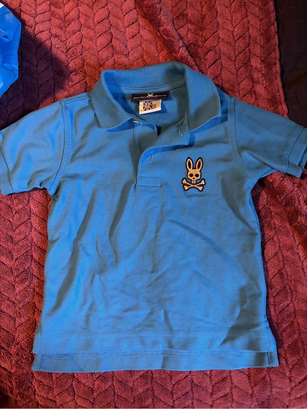Psycho Bunny Toddler Bright Blue Polo with Bunny Skull Patch